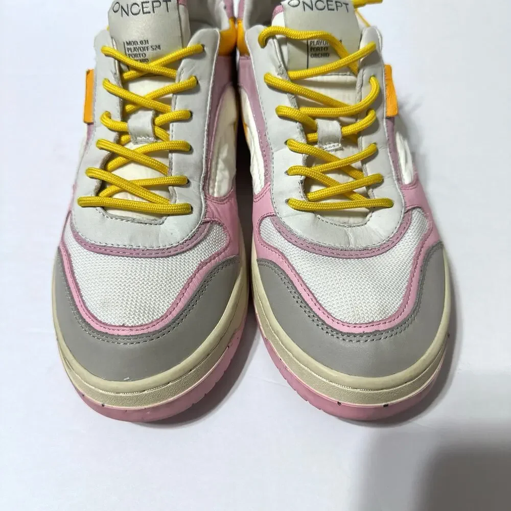 ONCEPT Porto Sneakers White Orchid Pink Leather W Size 11.5 Mod 031 Playoff S24